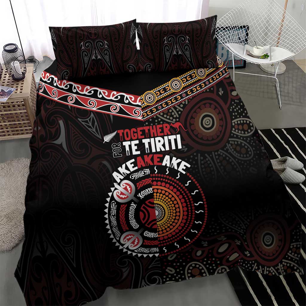 Aotearoa and Australia Indigenous Bedding Set Stand Together For Te Tiriti - Vibe Hoodie Shop