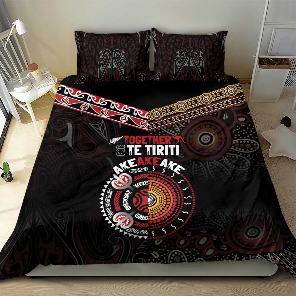 Aotearoa and Australia Indigenous Bedding Set Stand Together For Te Tiriti - Vibe Hoodie Shop