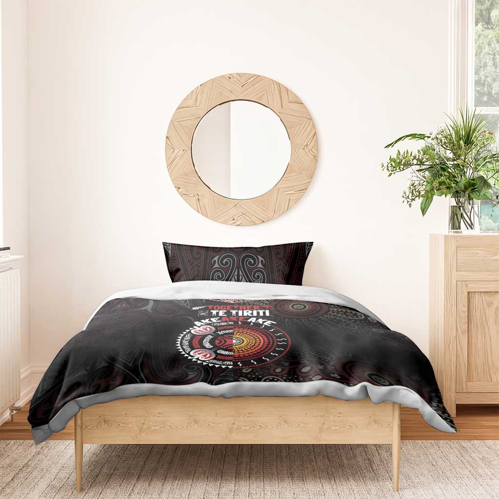 Aotearoa and Australia Indigenous Bedding Set Stand Together For Te Tiriti - Vibe Hoodie Shop