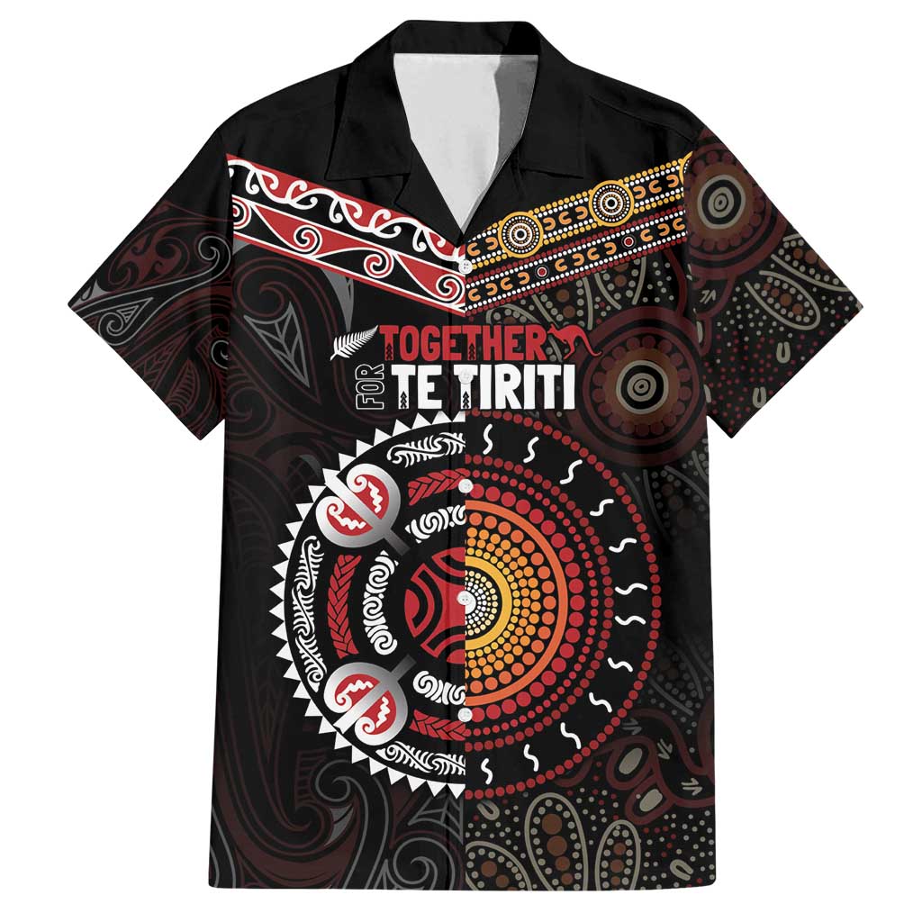 Aotearoa and Australia Indigenous Family Matching Long Sleeve Bodycon Dress and Hawaiian Shirt Stand Together For Te Tiriti