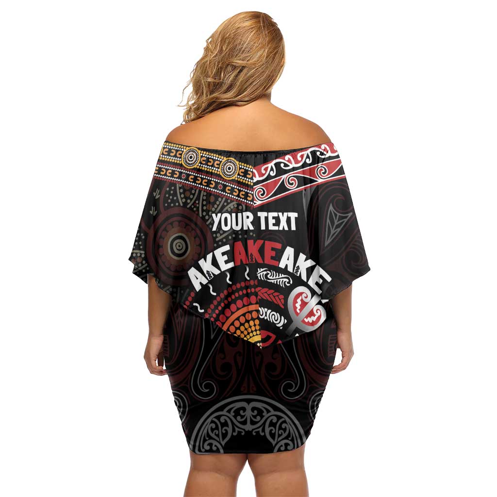 Aotearoa and Australia Indigenous Family Matching Off Shoulder Short Dress and Hawaiian Shirt Stand Together For Te Tiriti