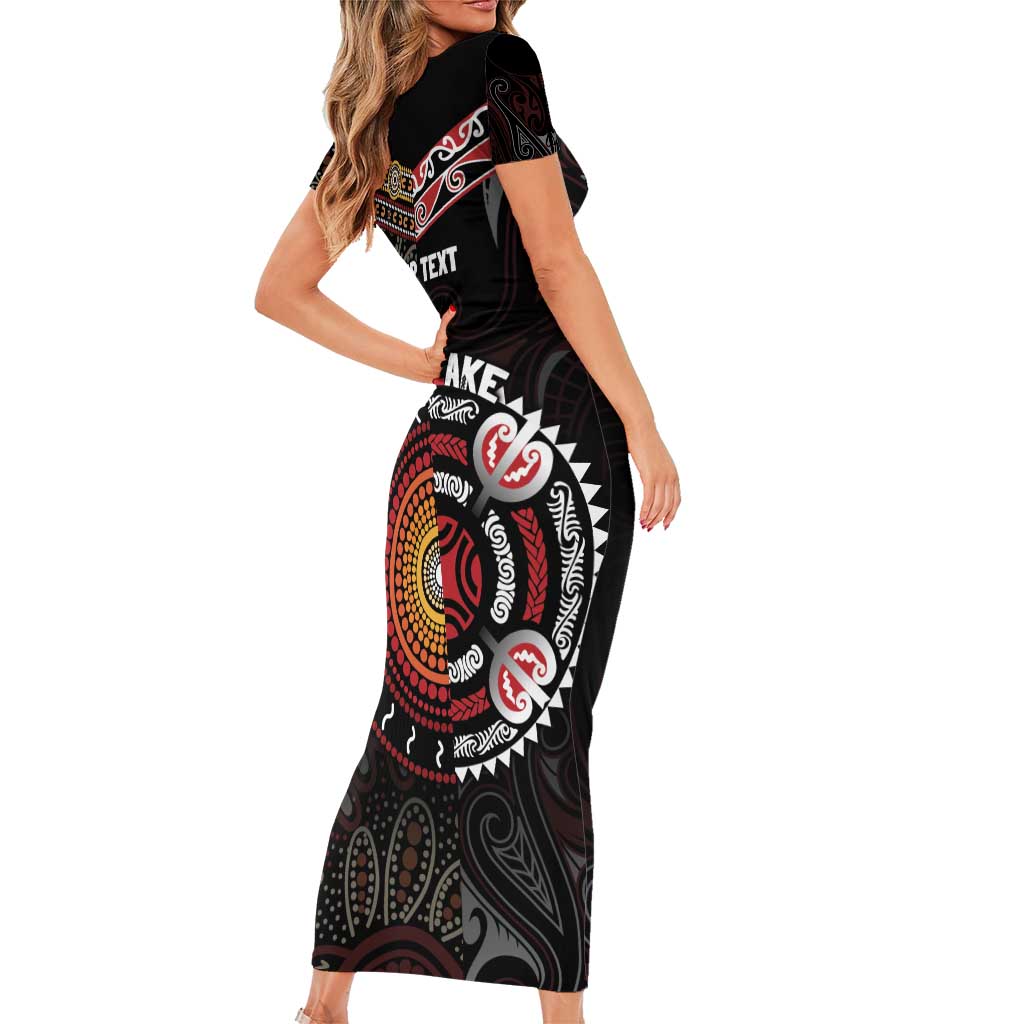 Aotearoa and Australia Indigenous Family Matching Short Sleeve Bodycon Dress and Hawaiian Shirt Stand Together For Te Tiriti