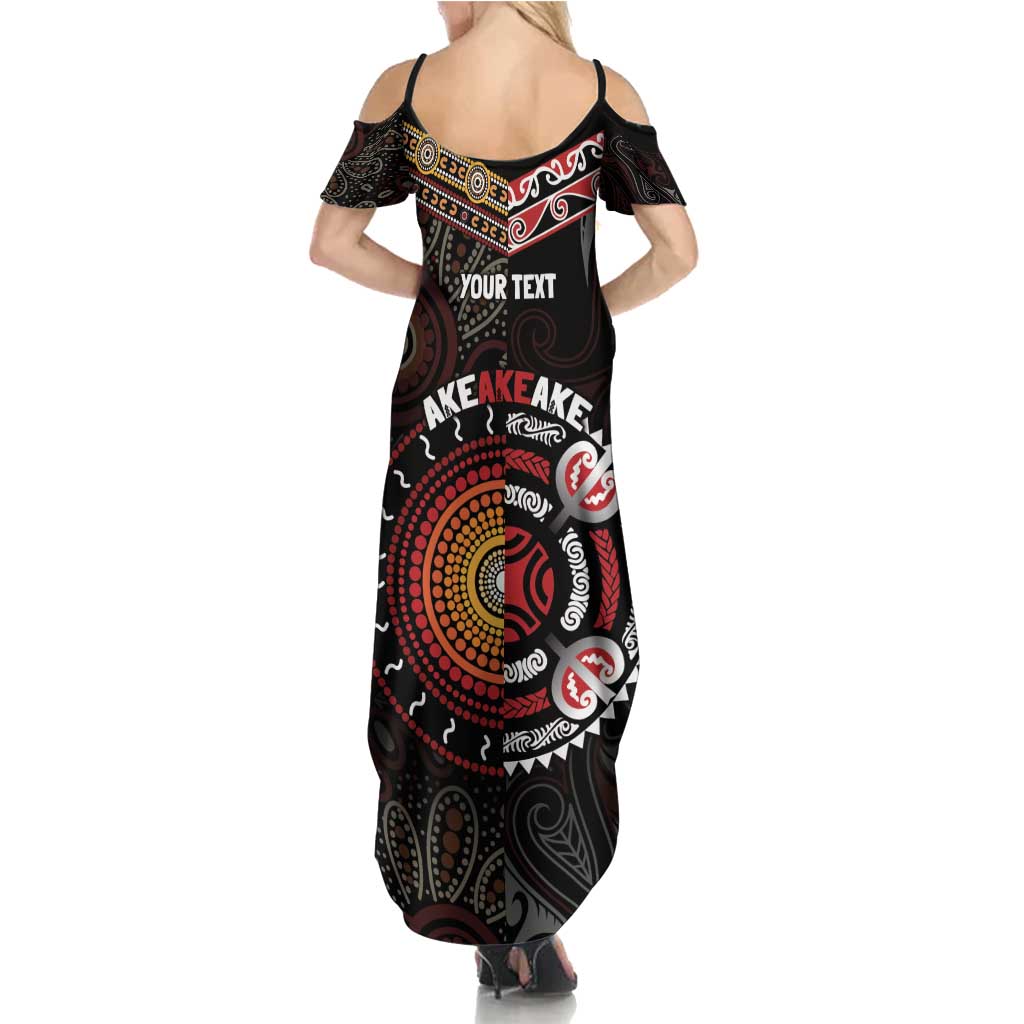 Aotearoa and Australia Indigenous Family Matching Summer Maxi Dress and Hawaiian Shirt Stand Together For Te Tiriti