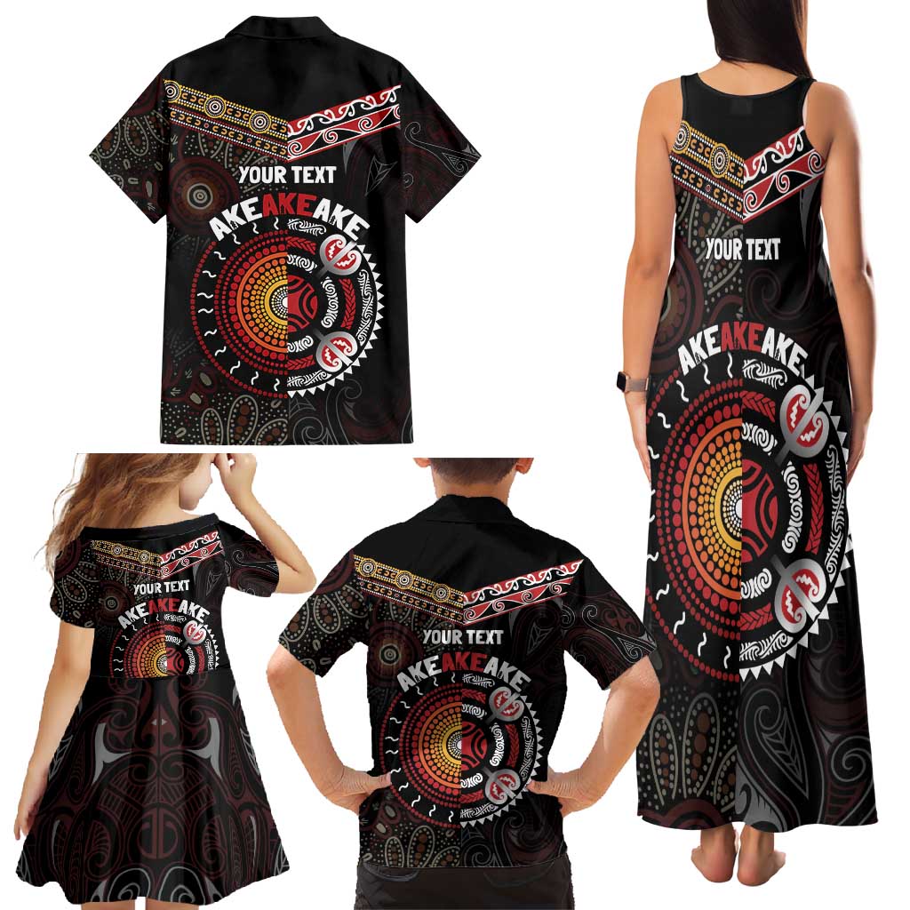 Aotearoa and Australia Indigenous Family Matching Tank Maxi Dress and Hawaiian Shirt Stand Together For Te Tiriti