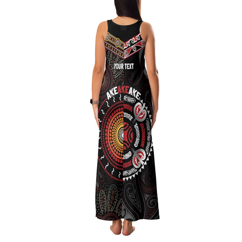 Aotearoa and Australia Indigenous Family Matching Tank Maxi Dress and Hawaiian Shirt Stand Together For Te Tiriti