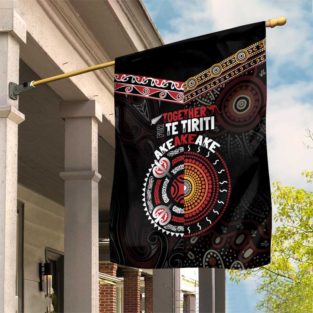 Aotearoa and Australia Indigenous Garden Flag Stand Together For Te Tiriti - Vibe Hoodie Shop