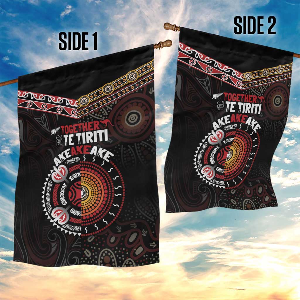 Aotearoa and Australia Indigenous Garden Flag Stand Together For Te Tiriti - Vibe Hoodie Shop