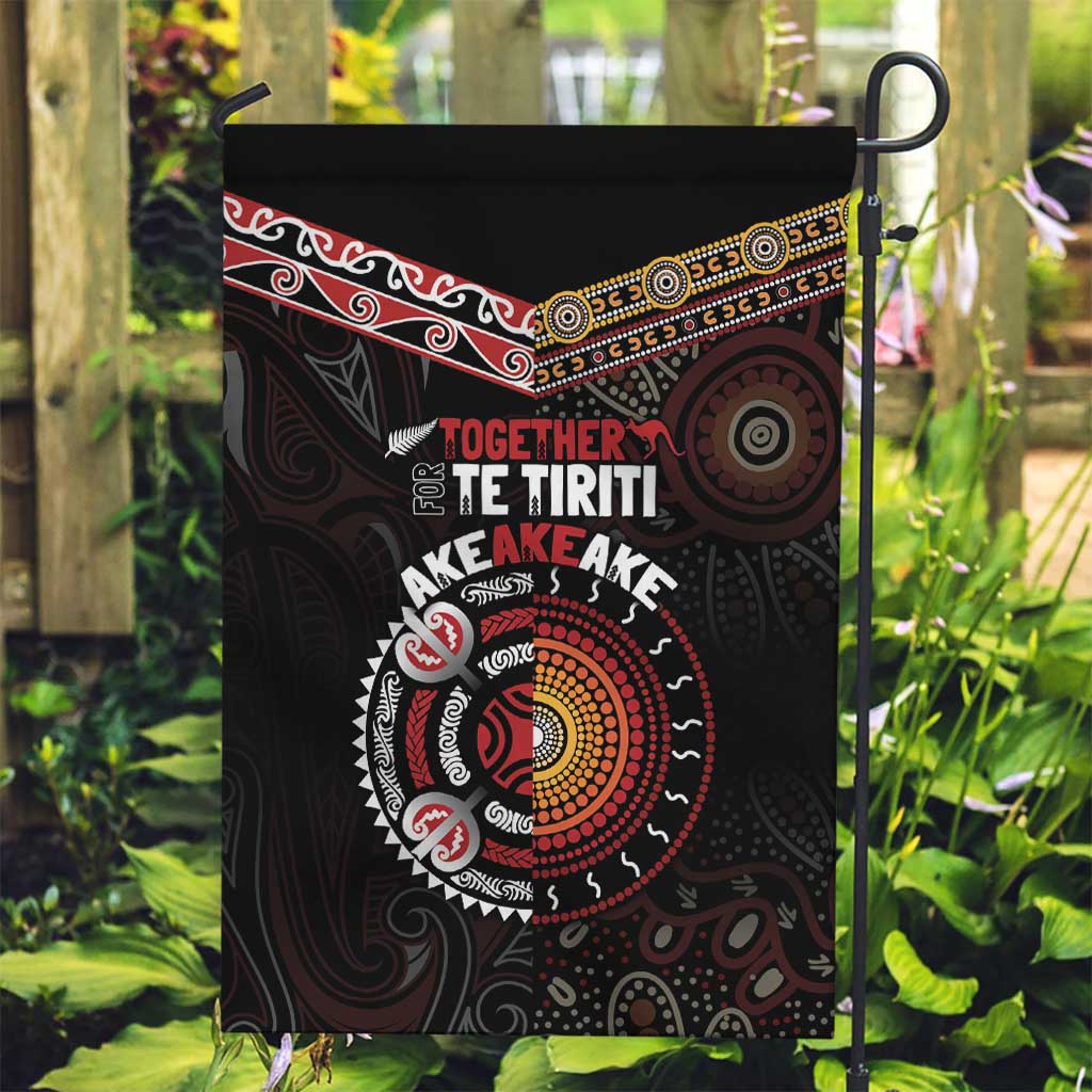 Aotearoa and Australia Indigenous Garden Flag Stand Together For Te Tiriti - Vibe Hoodie Shop
