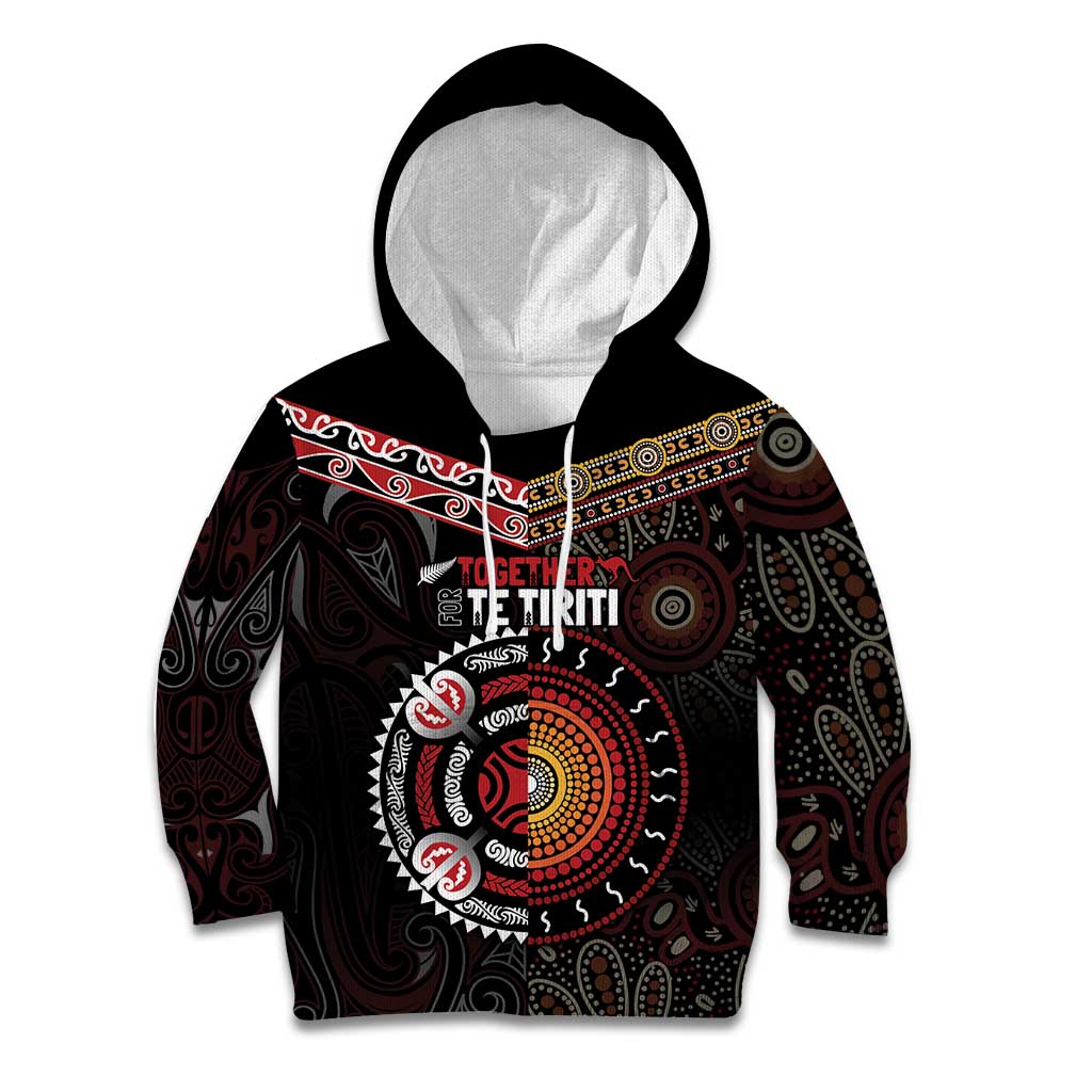 Aotearoa and Australia Indigenous Kid Hoodie Stand Together For Te Tiriti - Vibe Hoodie Shop