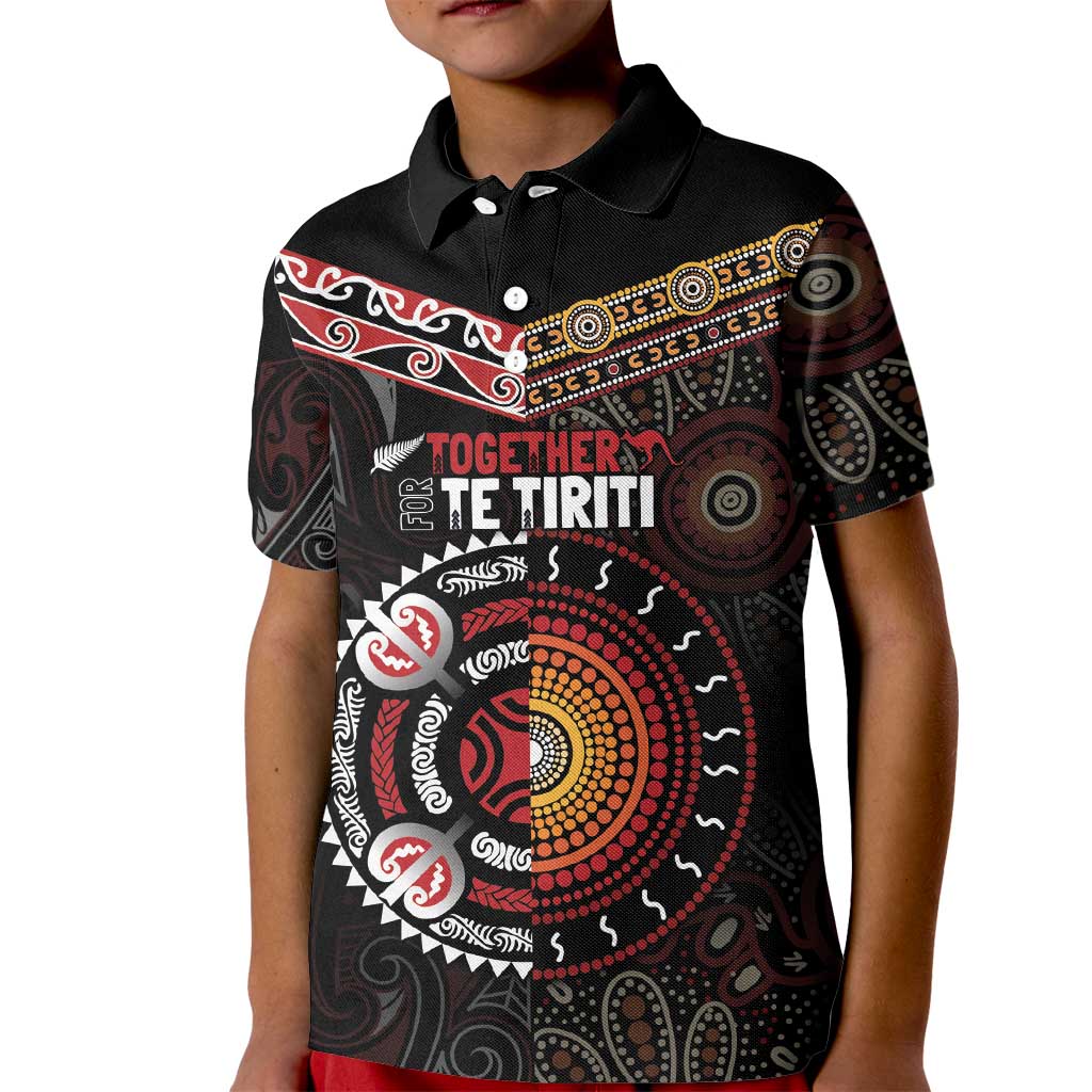 Aotearoa and Australia Indigenous Kid Polo Shirt Stand Together For Te Tiriti - Vibe Hoodie Shop