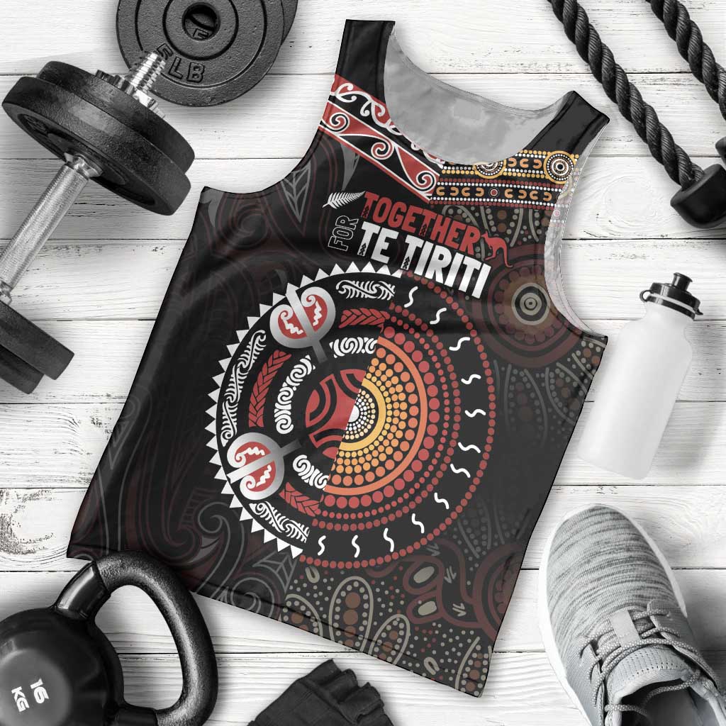 Aotearoa and Australia Indigenous Men Tank Top Stand Together For Te Tiriti - Vibe Hoodie Shop