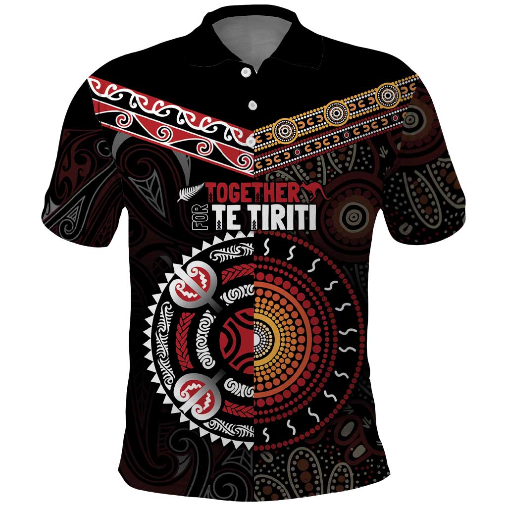 Aotearoa and Australia Indigenous Polo Shirt Stand Together For Te Tiriti - Vibe Hoodie Shop