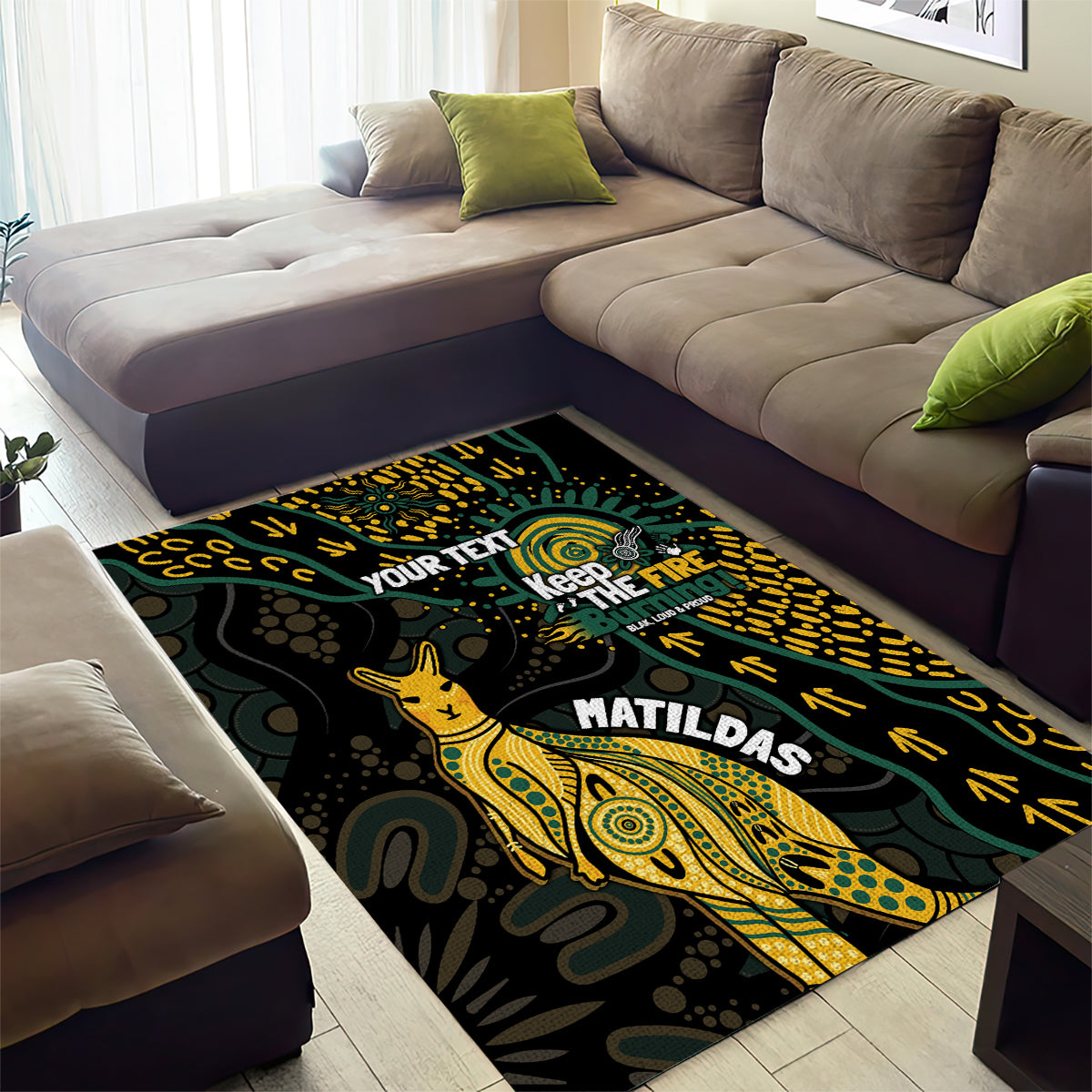 Australia Matildas Indigenous Area Rug NAIDOC 2024 Keep The Fire Burning - Vibe Hoodie Shop