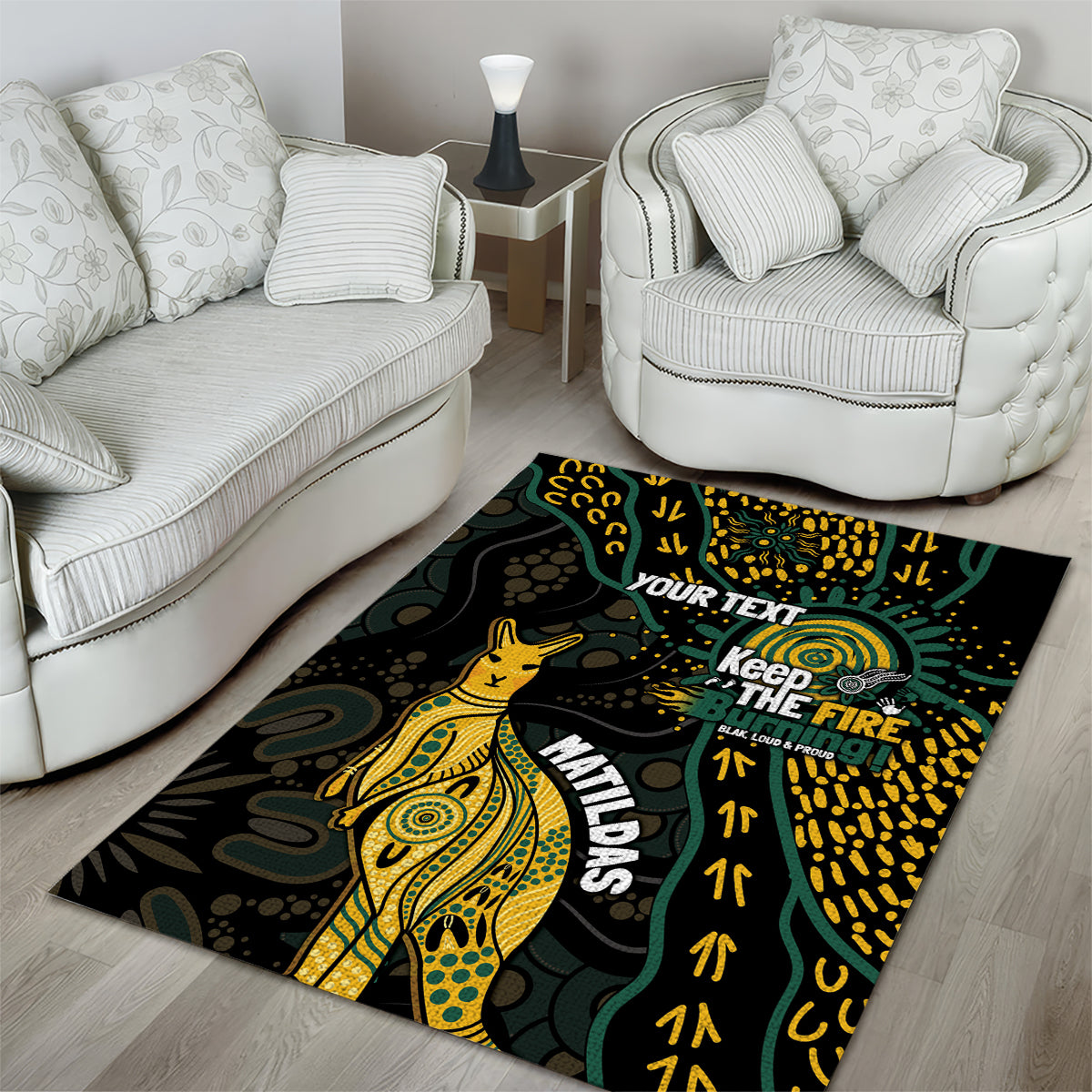 Australia Matildas Indigenous Area Rug NAIDOC 2024 Keep The Fire Burning - Vibe Hoodie Shop