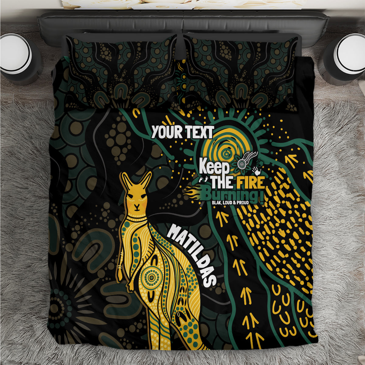 Australia Matildas Indigenous Bedding Set NAIDOC 2024 Keep The Fire Burning - Vibe Hoodie Shop