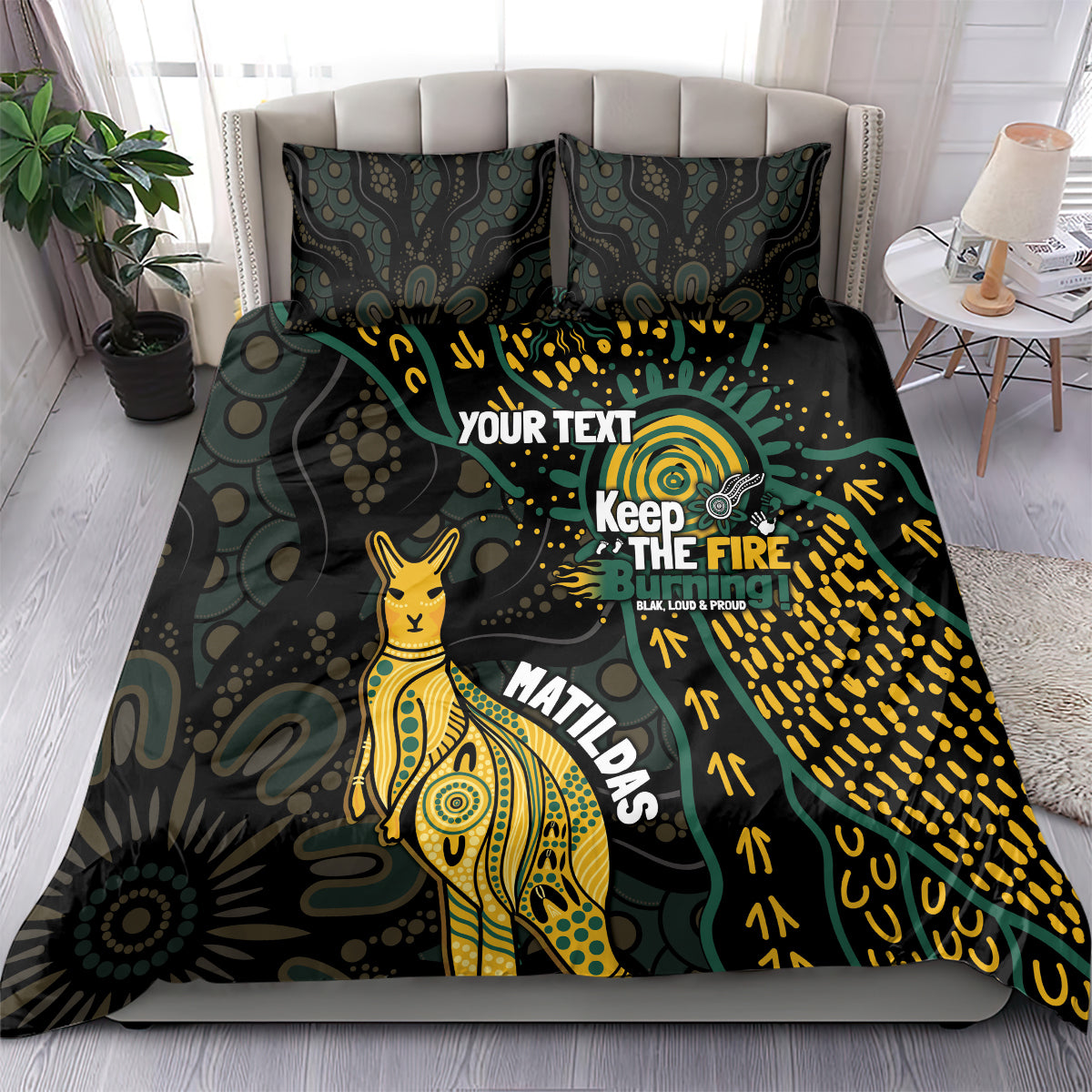 Australia Matildas Indigenous Bedding Set NAIDOC 2024 Keep The Fire Burning - Vibe Hoodie Shop