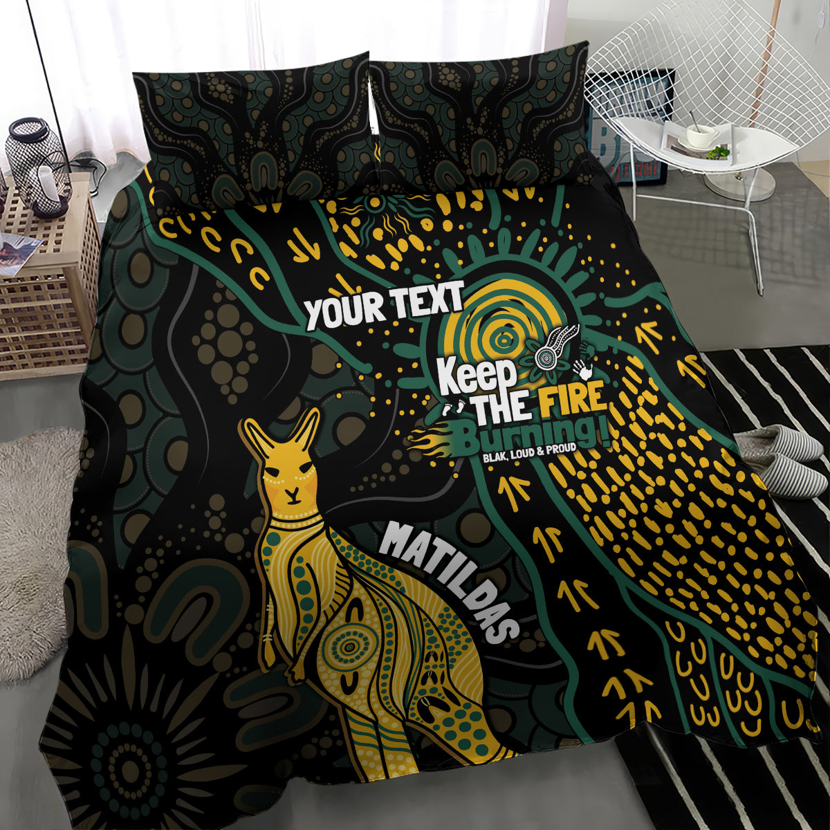 Australia Matildas Indigenous Bedding Set NAIDOC 2024 Keep The Fire Burning - Vibe Hoodie Shop