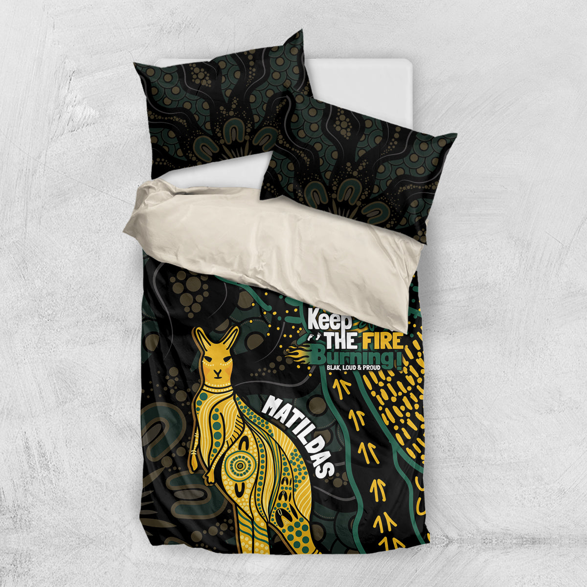 Australia Matildas Indigenous Bedding Set NAIDOC 2024 Keep The Fire Burning - Vibe Hoodie Shop