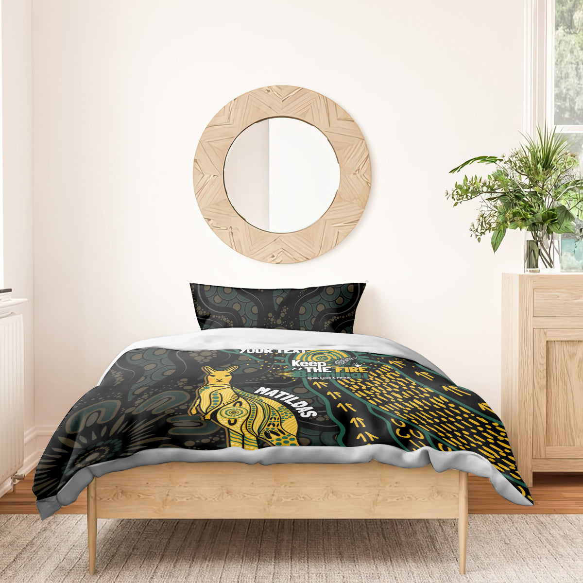 Australia Matildas Indigenous Bedding Set NAIDOC 2024 Keep The Fire Burning - Vibe Hoodie Shop