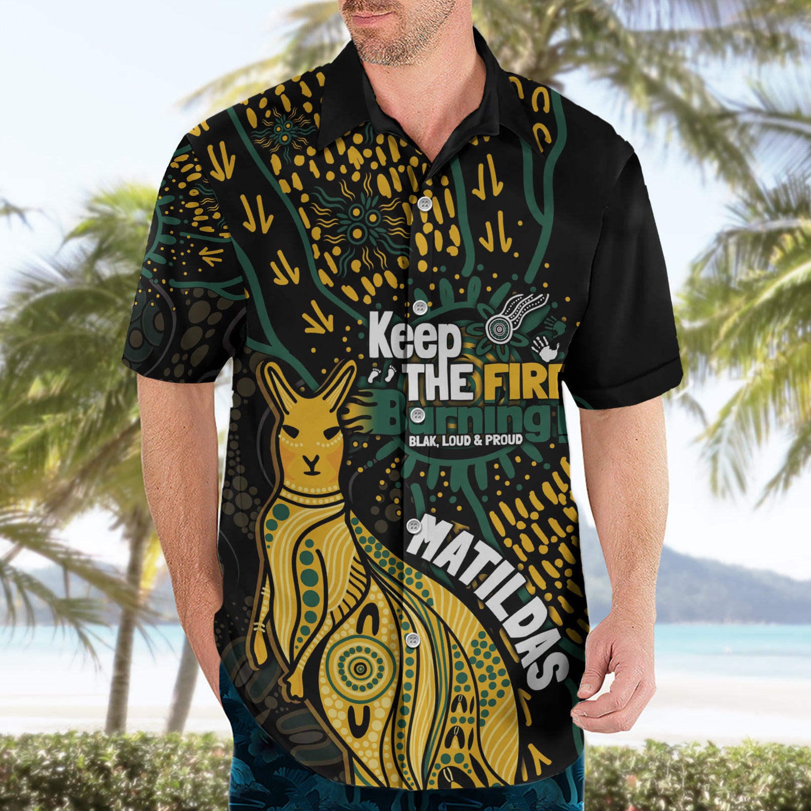 Australia Matildas Indigenous Hawaiian Shirt NAIDOC 2024 Keep The Fire Burning - Vibe Hoodie Shop