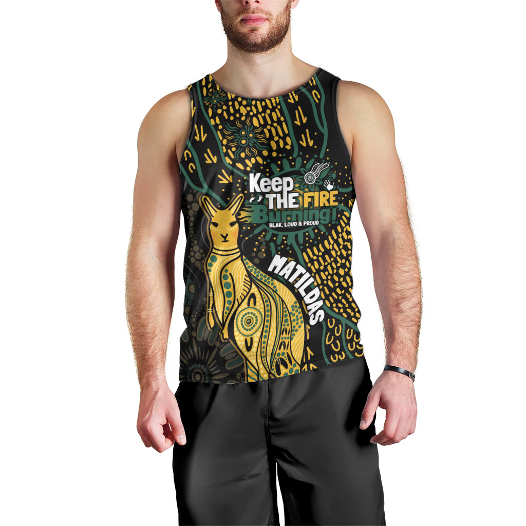 Australia Matildas Indigenous Men Tank Top NAIDOC 2024 Keep The Fire Burning - Vibe Hoodie Shop