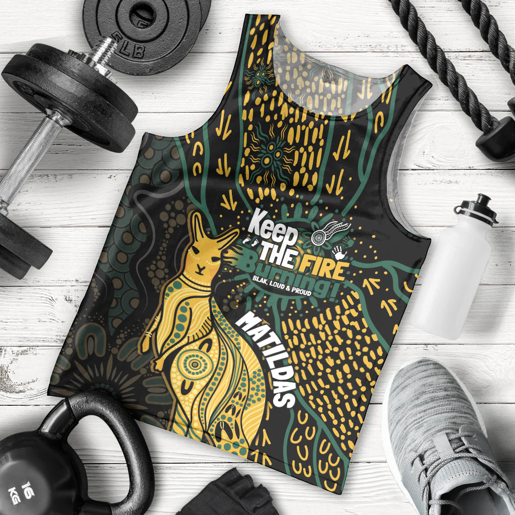 Australia Matildas Indigenous Men Tank Top NAIDOC 2024 Keep The Fire Burning - Vibe Hoodie Shop