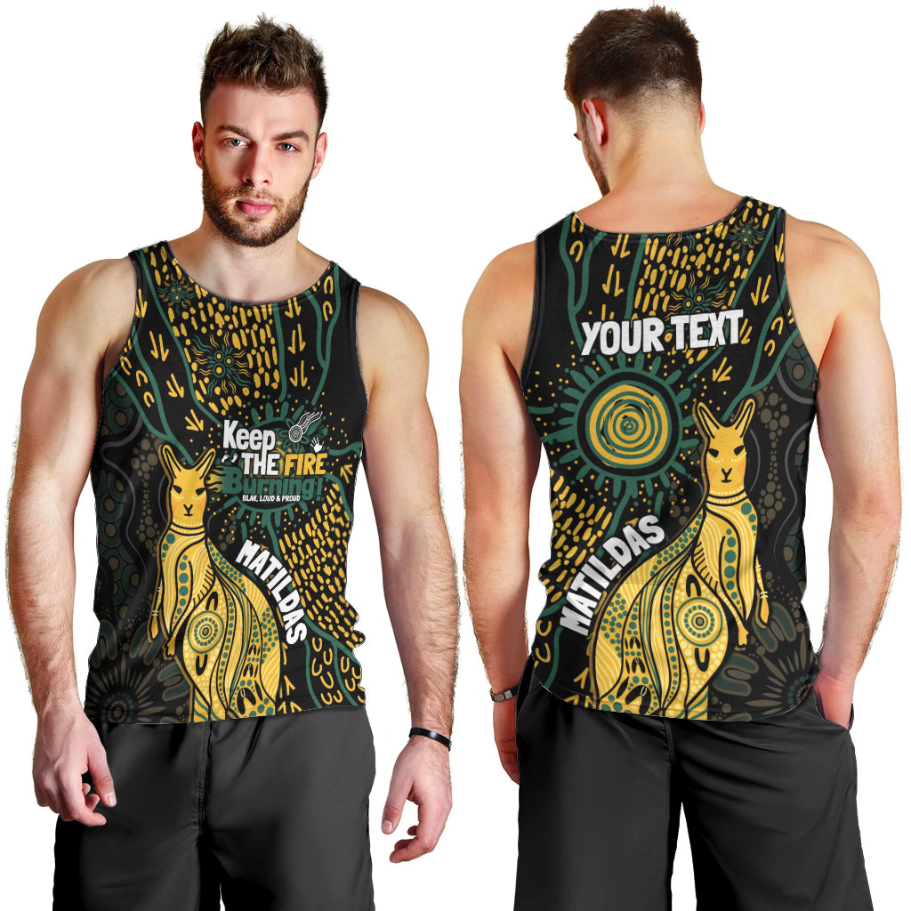 Australia Matildas Indigenous Men Tank Top NAIDOC 2024 Keep The Fire Burning - Vibe Hoodie Shop
