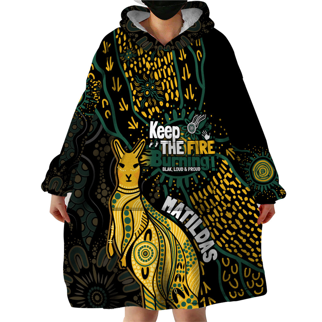 Australia Matildas Indigenous Wearable Blanket Hoodie NAIDOC 2024 Keep The Fire Burning - Vibe Hoodie Shop