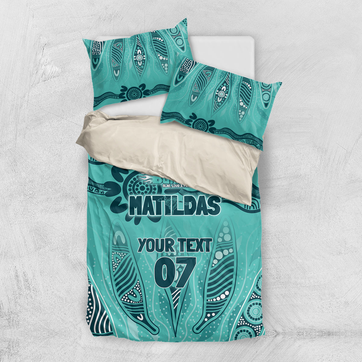 Australia Matildas Indigenous Bedding Set NAIDOC 2024 Turquoise Color - Vibe Hoodie Shop