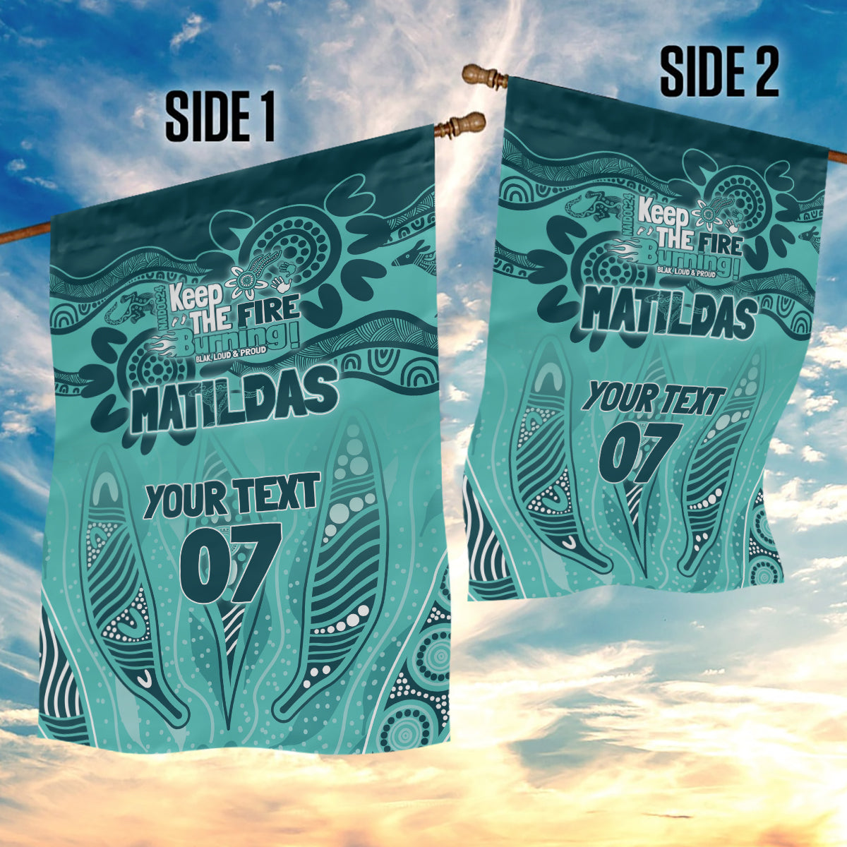 Australia Matildas Indigenous Garden Flag NAIDOC 2024 Turquoise Color - Vibe Hoodie Shop