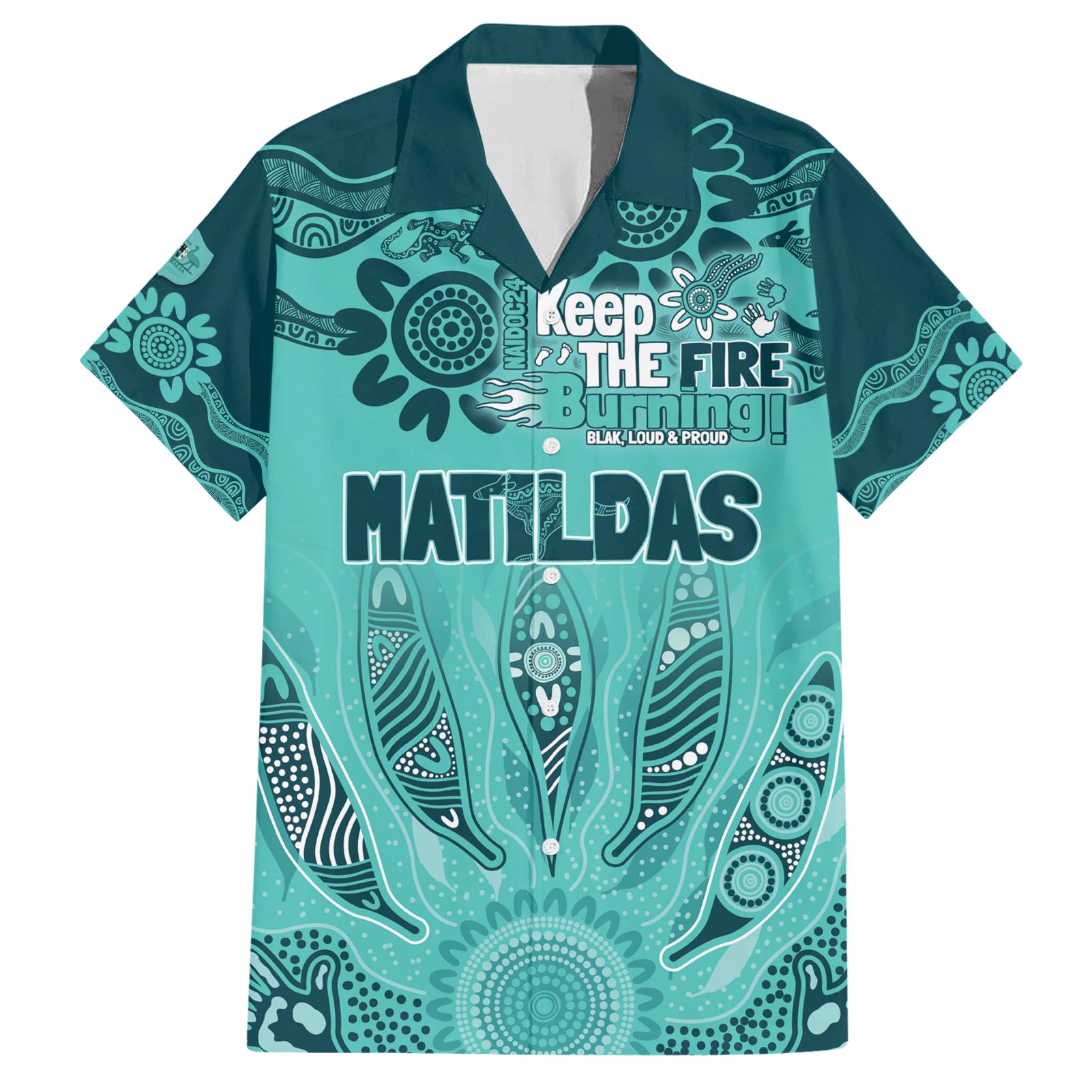 Australia Matildas Indigenous Hawaiian Shirt NAIDOC 2024 Turquoise Color - Vibe Hoodie Shop