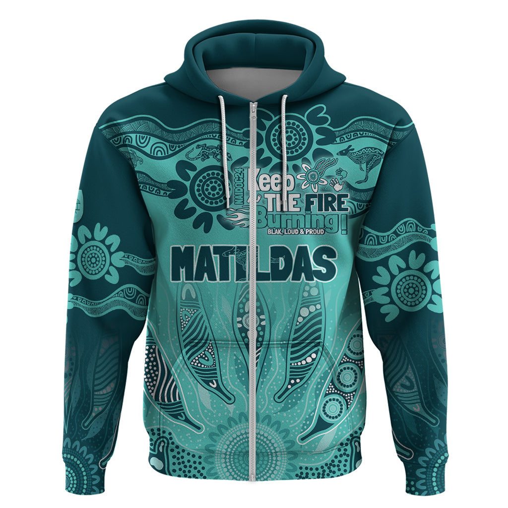 Australia Matildas Indigenous Hoodie NAIDOC 2024 Turquoise Color LT7 - Vibe Hoodie Shop