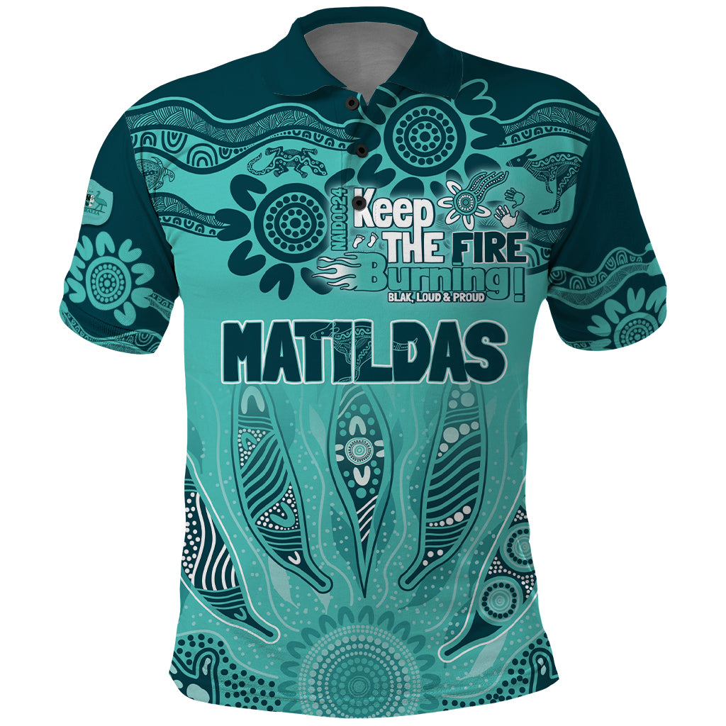 Australia Matildas Indigenous Polo Shirt NAIDOC 2024 Turquoise Color - Vibe Hoodie Shop