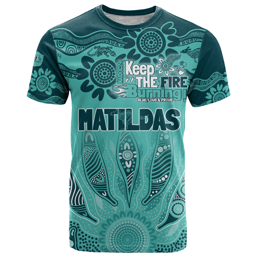 Australia Matildas Indigenous T Shirt NAIDOC 2024 Turquoise Color - Vibe Hoodie Shop