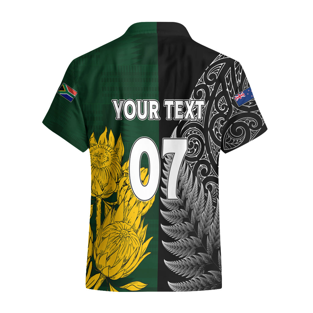 Personalised New Zealand Mix South Africa Rugby Hawaiian Shirt Protea Vs. Silver Ferns - Vibe Hoodie Shop