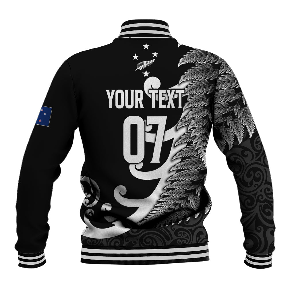 Personalised New Zealand Rugby Baseball Jacket Aotearoa Silver Fern Koru Maori Style - Vibe Hoodie Shop