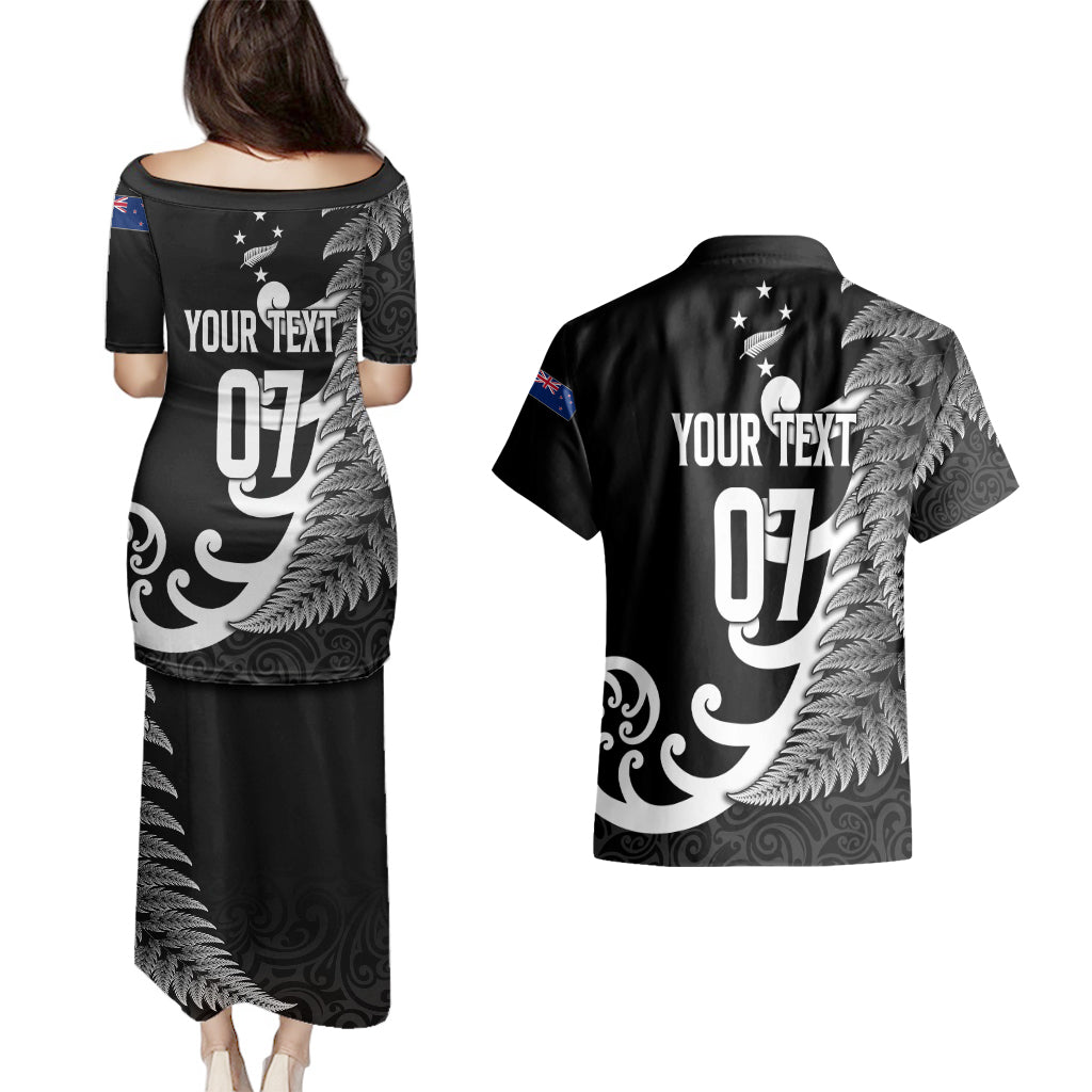 personalised-new-zealand-rugby-couples-matching-puletasi-dress-and-hawaiian-shirt-aotearoa-silver-fern-koru-maori-style