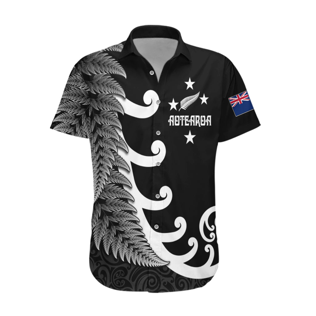 Personalised New Zealand Rugby Hawaiian Shirt Aotearoa Silver Fern Koru Maori Style - Vibe Hoodie Shop