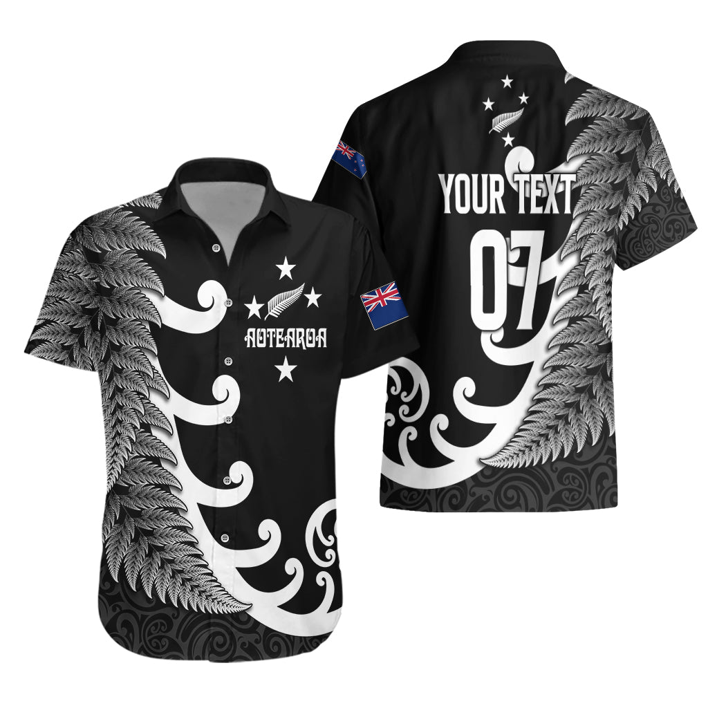 Personalised New Zealand Rugby Hawaiian Shirt Aotearoa Silver Fern Koru Maori Style - Vibe Hoodie Shop