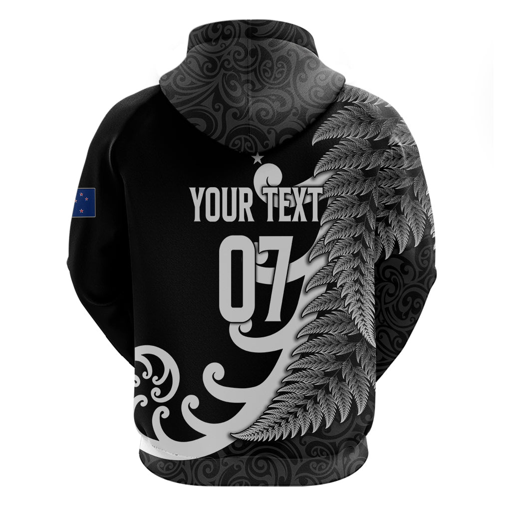 Personalised New Zealand Rugby Hoodie Aotearoa Silver Fern Koru Maori Style LT7 - Vibe Hoodie Shop
