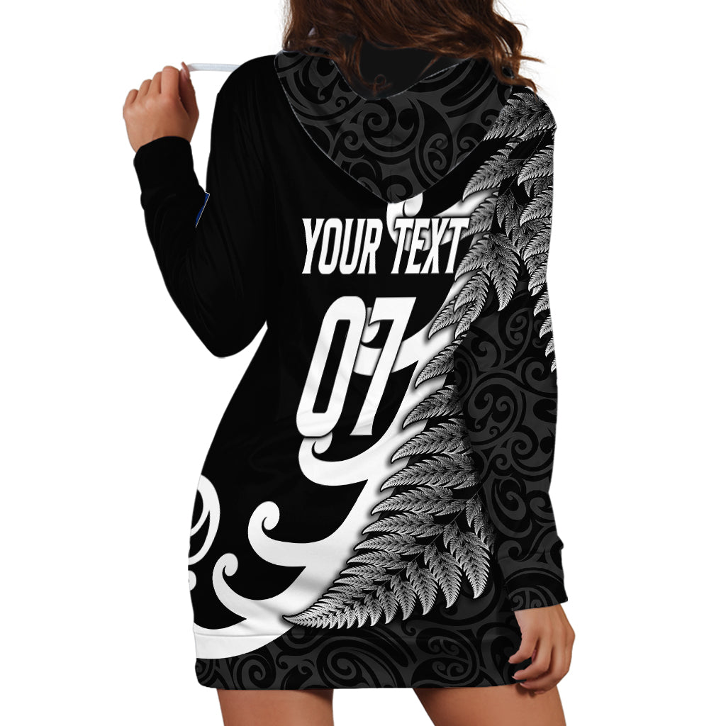 Personalised New Zealand Rugby Hoodie Dress Aotearoa Silver Fern Koru Maori Style - Vibe Hoodie Shop