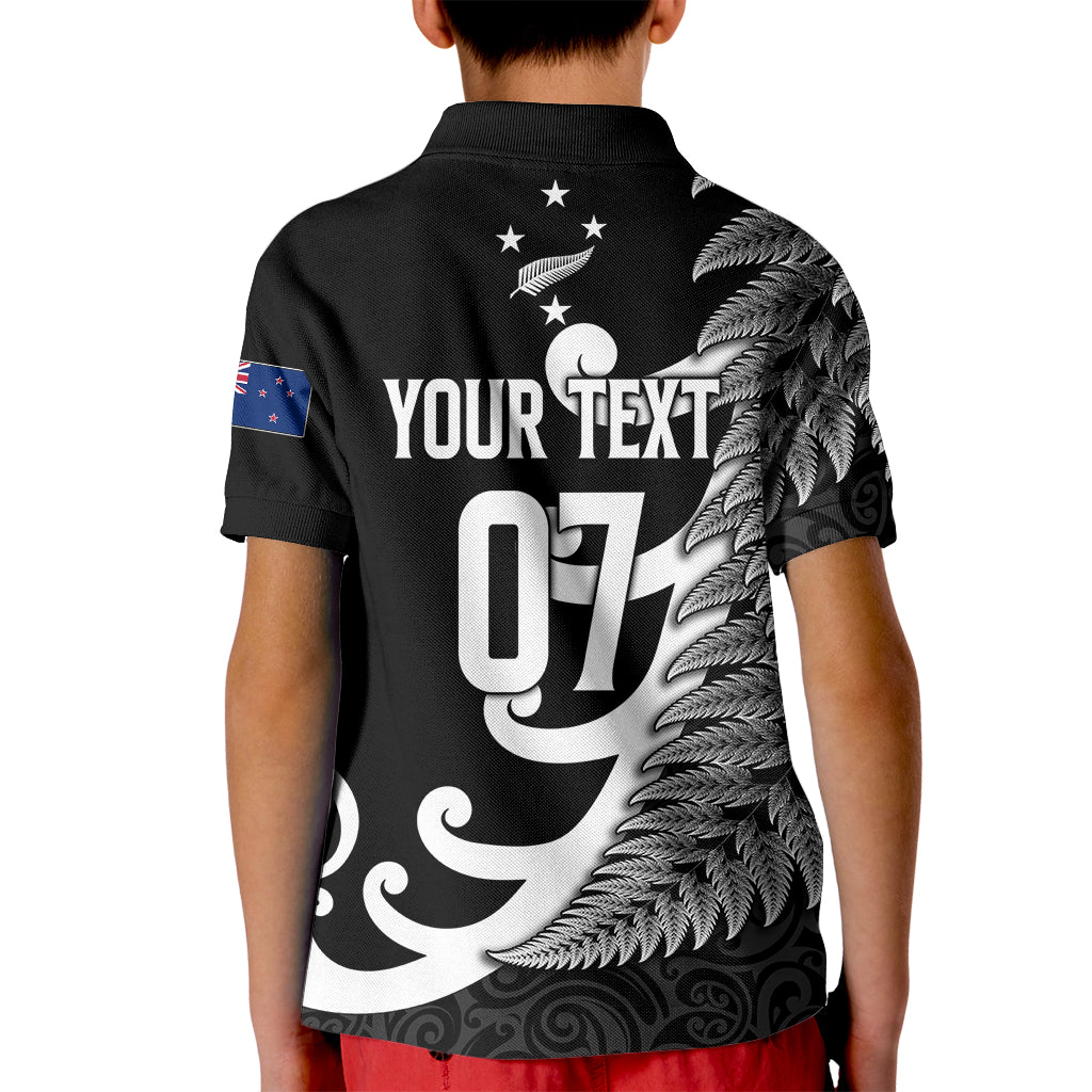 Personalised New Zealand Rugby Kid Polo Shirt Aotearoa Silver Fern Koru Maori Style - Vibe Hoodie Shop