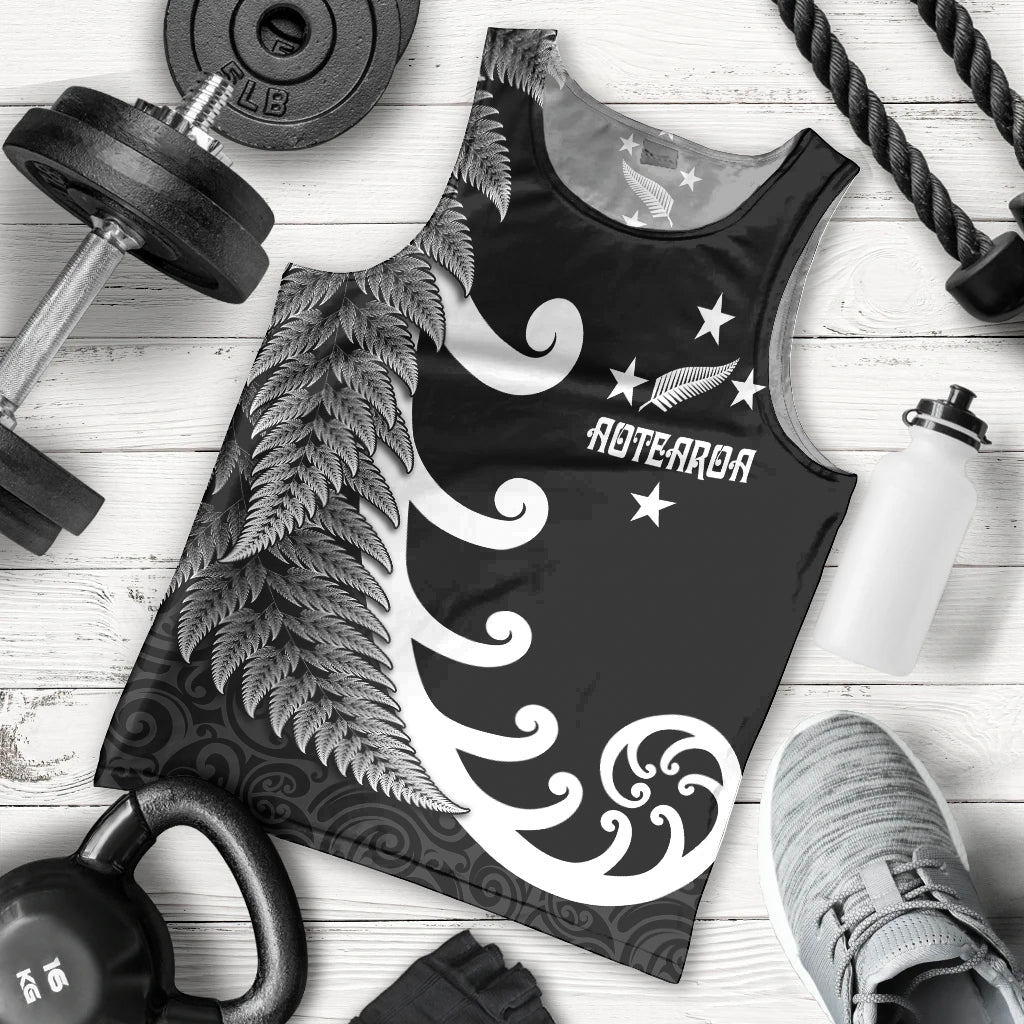 Personalised New Zealand Rugby Men Tank Top Aotearoa Silver Fern Koru Maori Style - Vibe Hoodie Shop