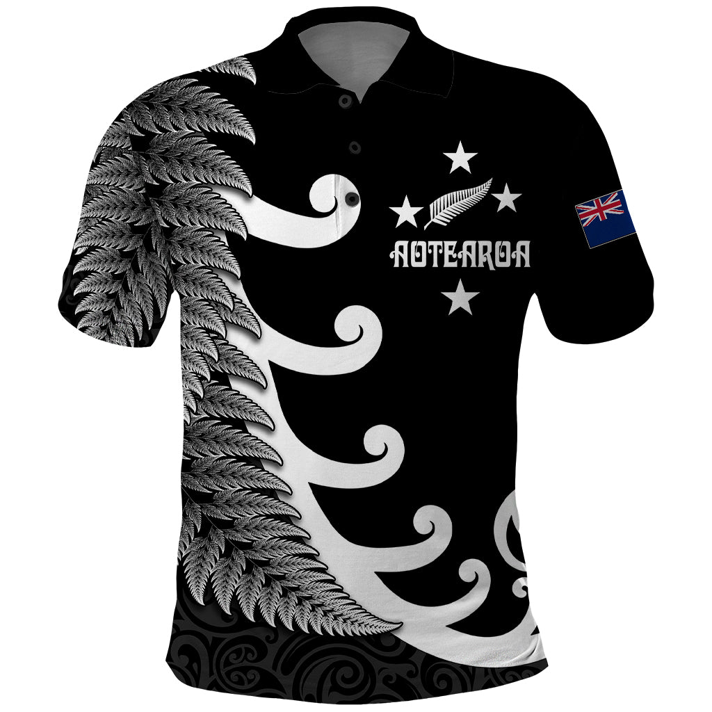 Personalised New Zealand Rugby Polo Shirt Aotearoa Silver Fern Koru Maori Style - Vibe Hoodie Shop