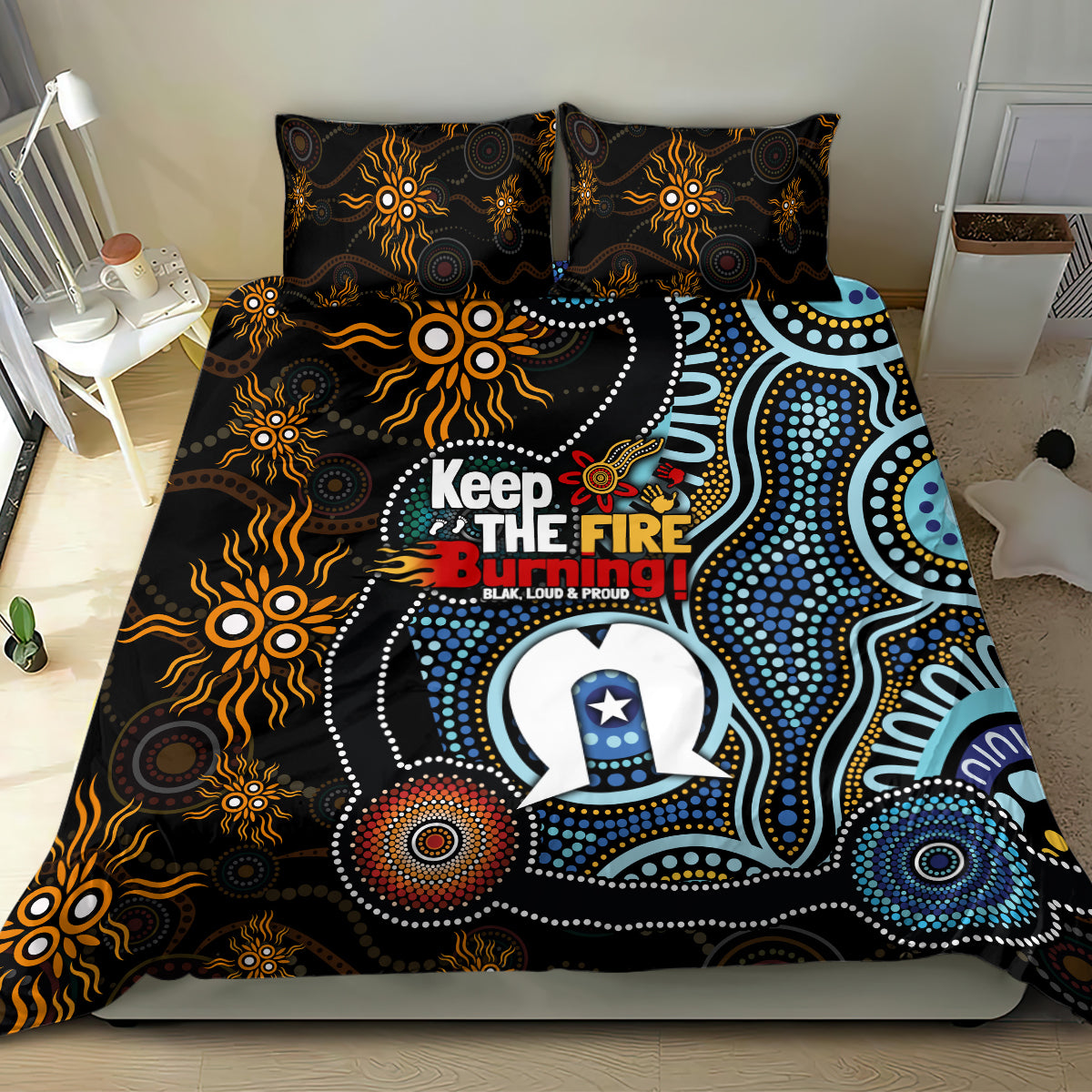 NAIDOC Week 2024 Aussie Aboriginal Bedding Set Sparks of Fire - Vibe Hoodie Shop
