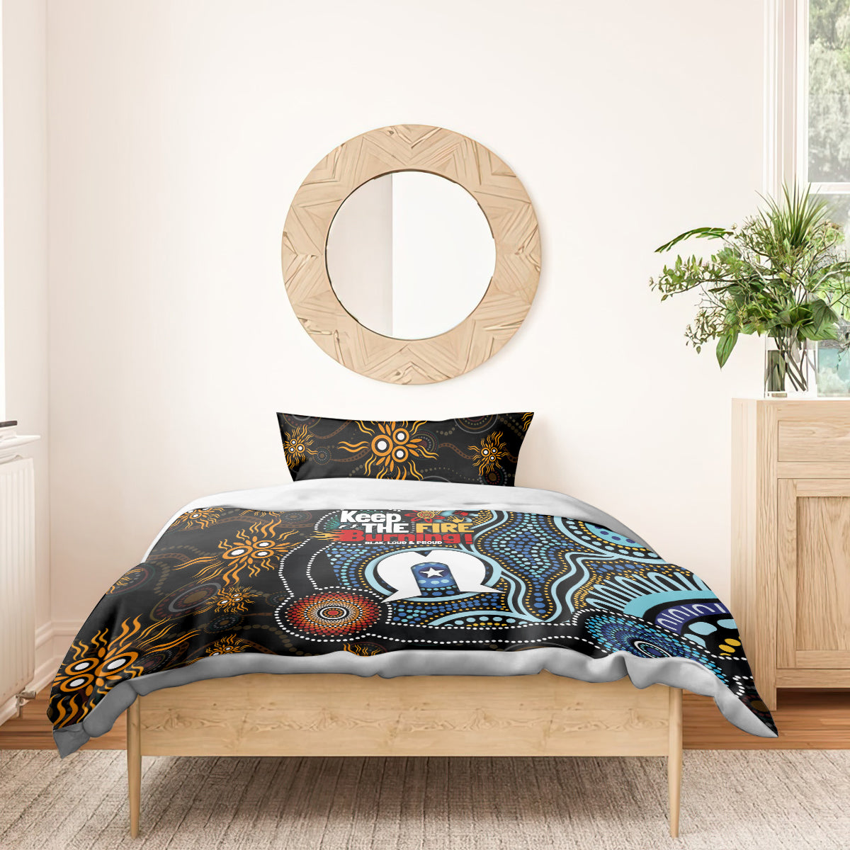 NAIDOC Week 2024 Aussie Aboriginal Bedding Set Sparks of Fire - Vibe Hoodie Shop
