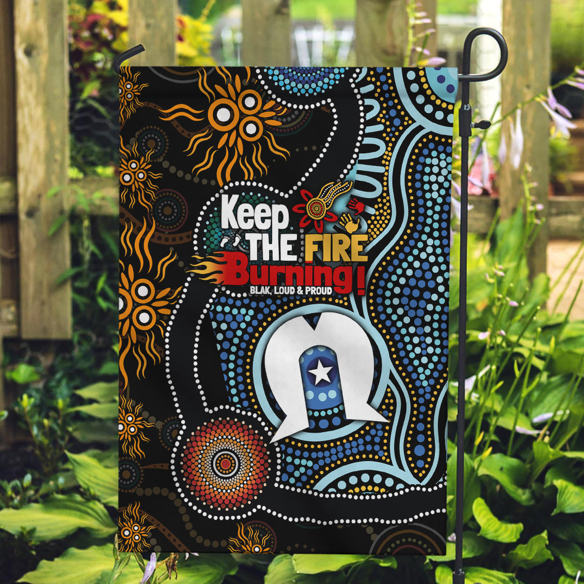 NAIDOC Week 2024 Aussie Aboriginal Garden Flag Sparks of Fire - Vibe Hoodie Shop