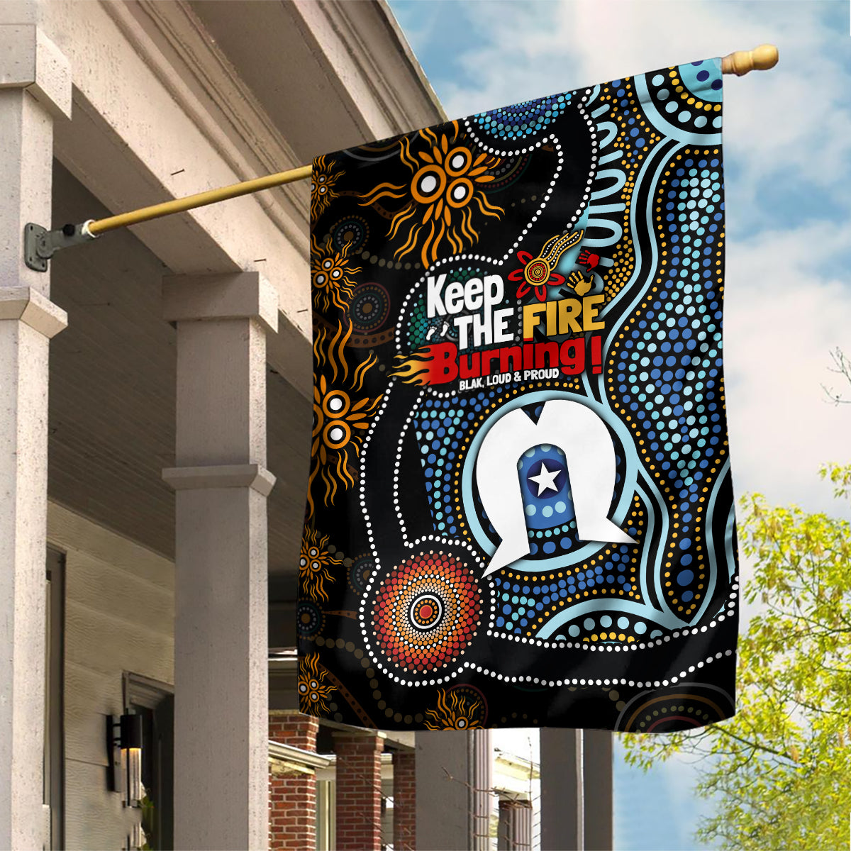 NAIDOC Week 2024 Aussie Aboriginal Garden Flag Sparks of Fire - Vibe Hoodie Shop