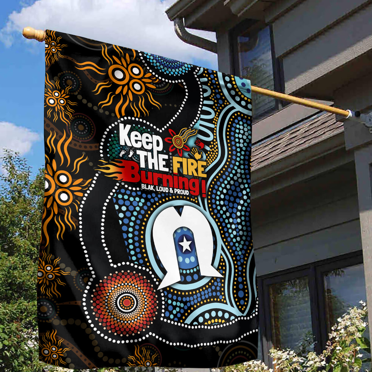 NAIDOC Week 2024 Aussie Aboriginal Garden Flag Sparks of Fire - Vibe Hoodie Shop