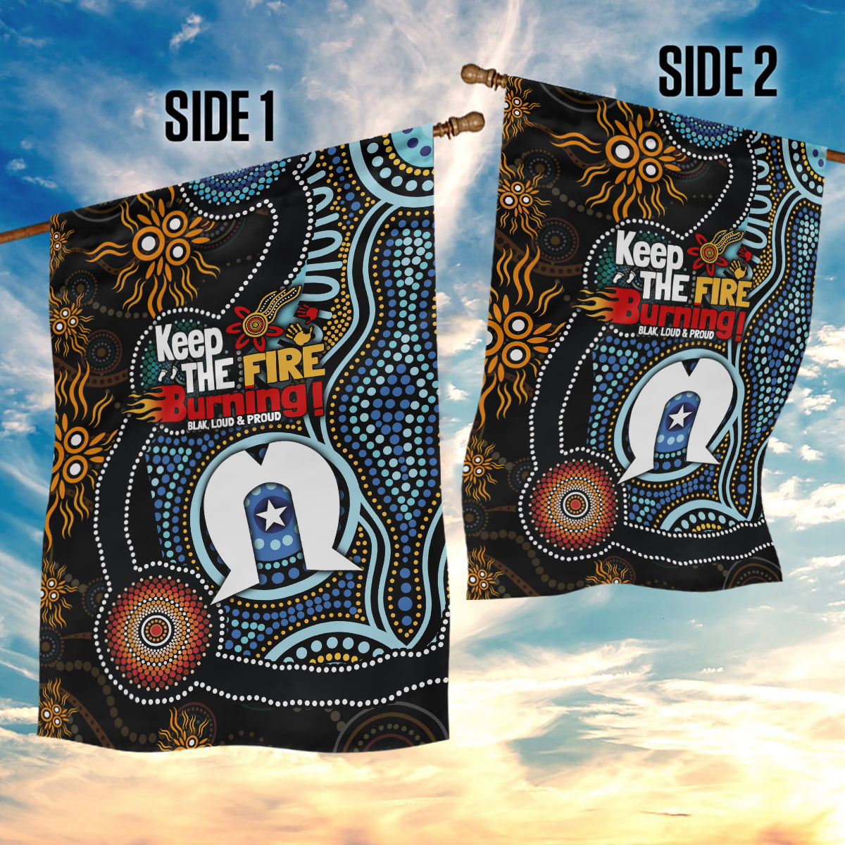 NAIDOC Week 2024 Aussie Aboriginal Garden Flag Sparks of Fire - Vibe Hoodie Shop